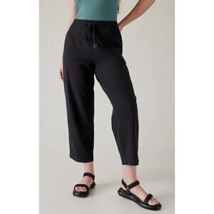 Athleta Farallon Pants Size XL Black Drawstring Straight Leg High Rise Cropped